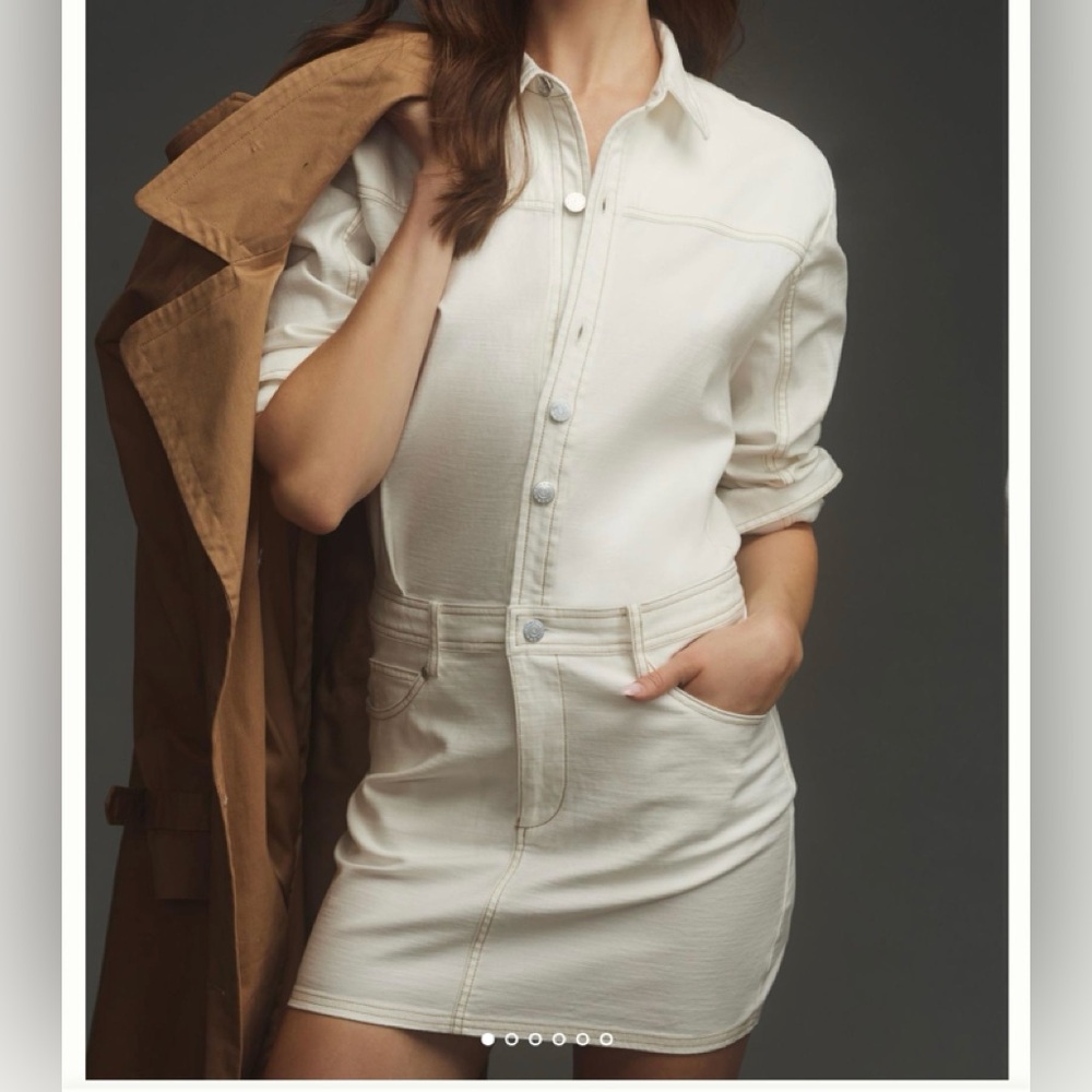 Pilcro Long-Sleeve Denim Micro Mini Shirt Dress, NWT, size small